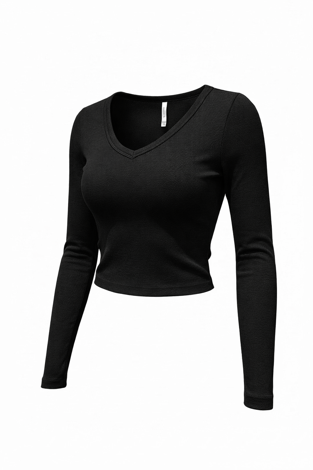 Rib V Neck Crop