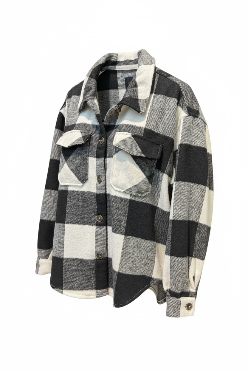 Thick Plaid Button Shacket