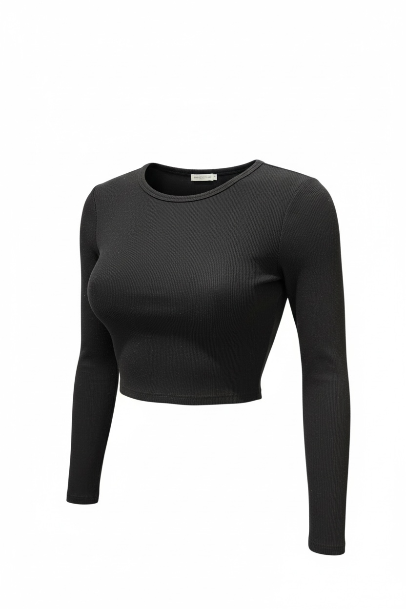 Ribbed Round Neck Long Sleeve