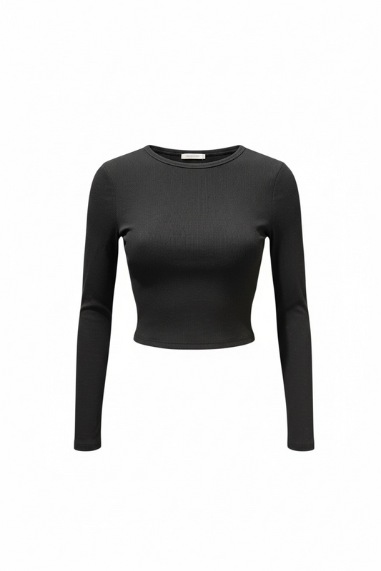 Ribbed Round Neck Long Sleeve