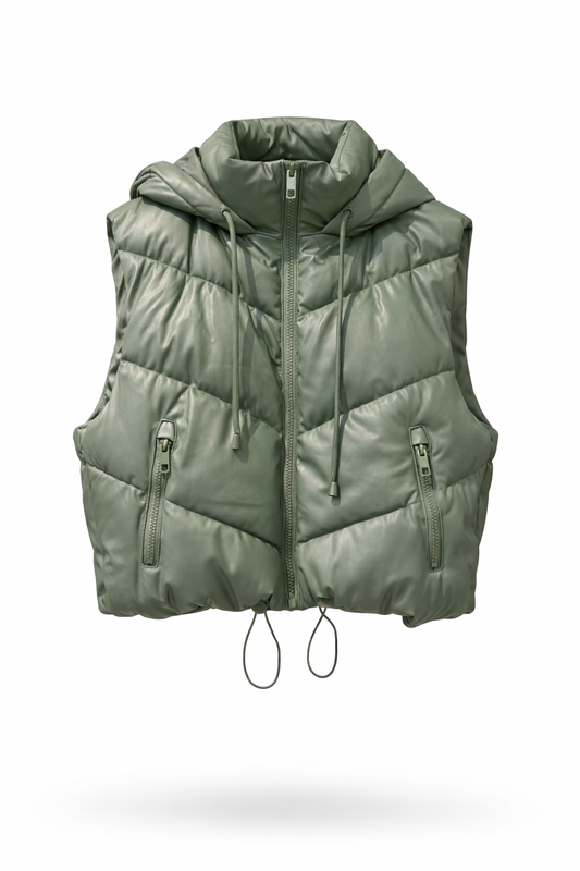 Vegan Leather Hood Vest