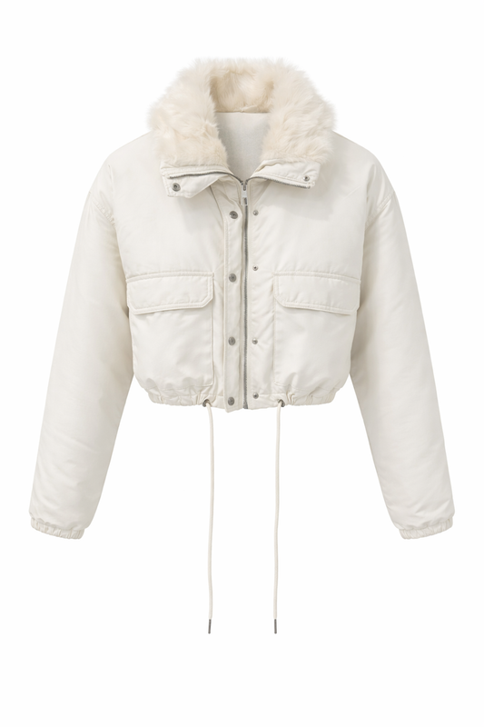 Adjustable Fur Zip Up Jacket