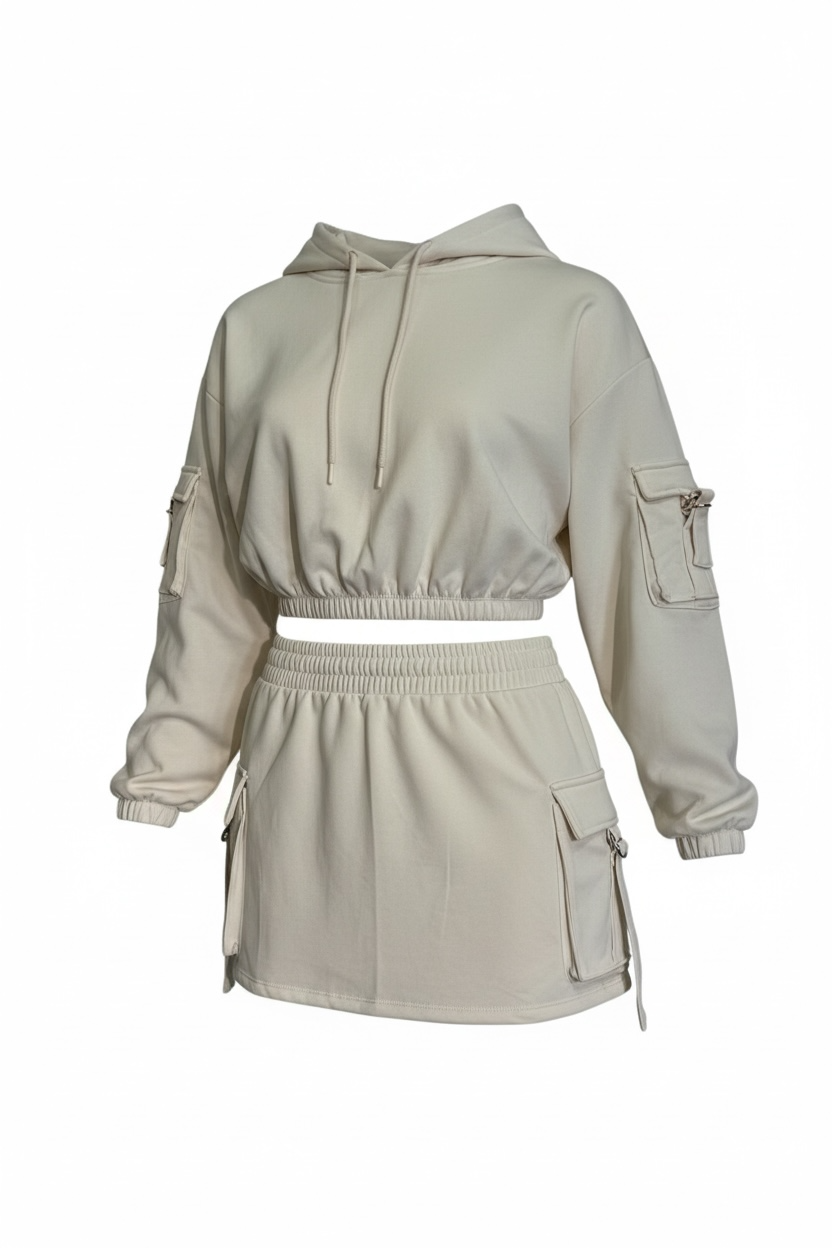 Cargo Hoodie Skort Set
