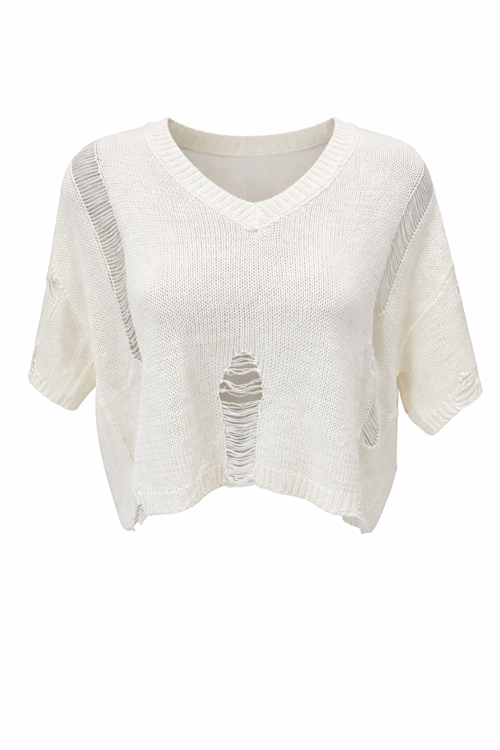Distressed Knit Crop Shirt