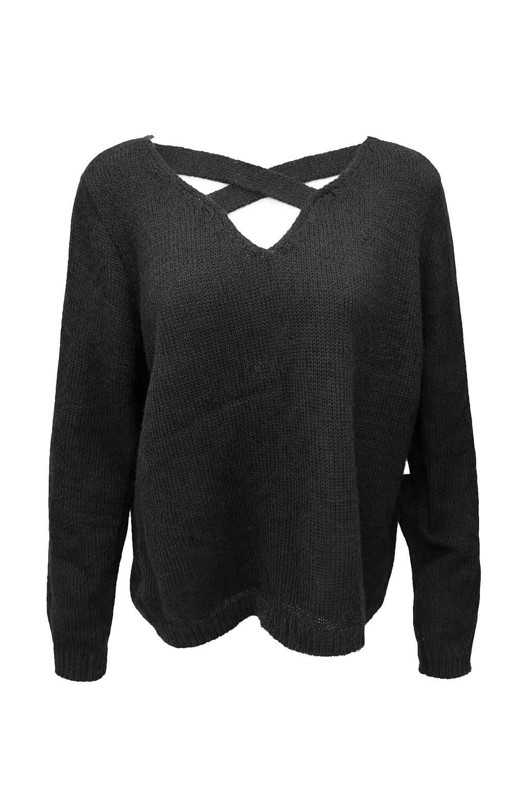 Crossed Neck Knit Sweater