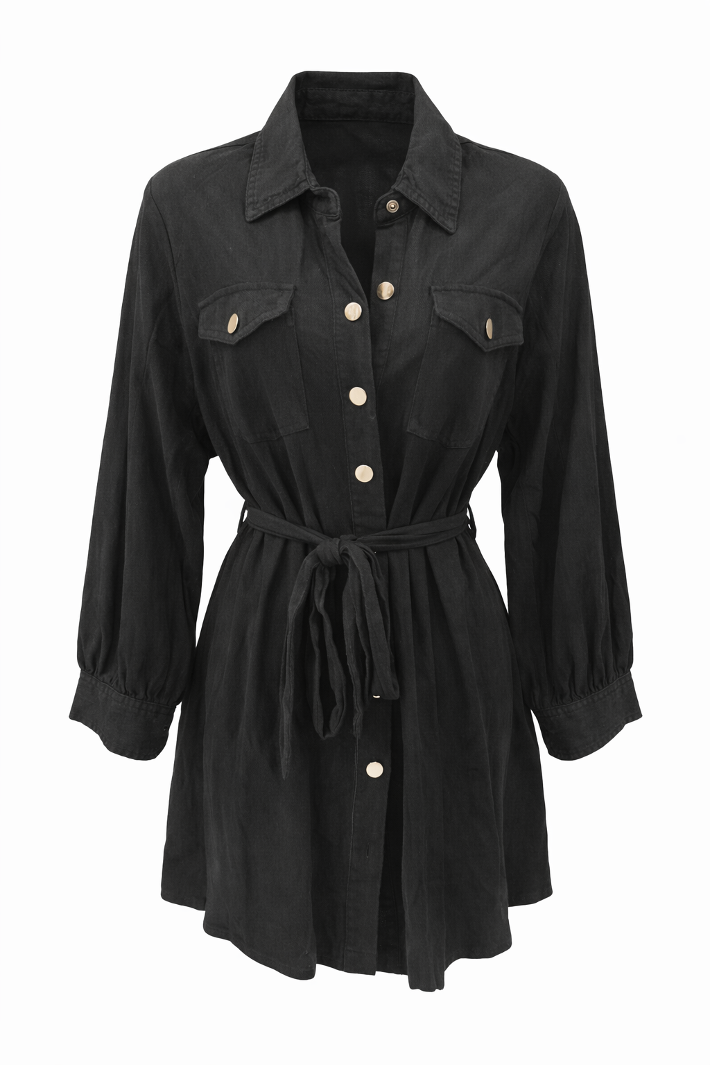 Black Linen Tie Mini Dress