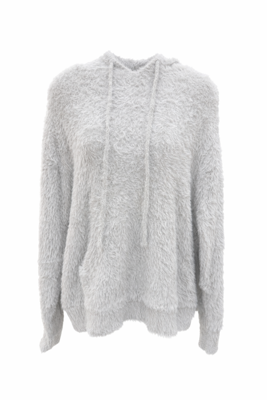 Grey Soft Fuzzy Hoodie