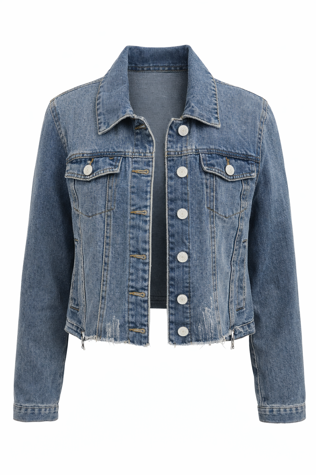 Distressed Bottom Jean Jacket