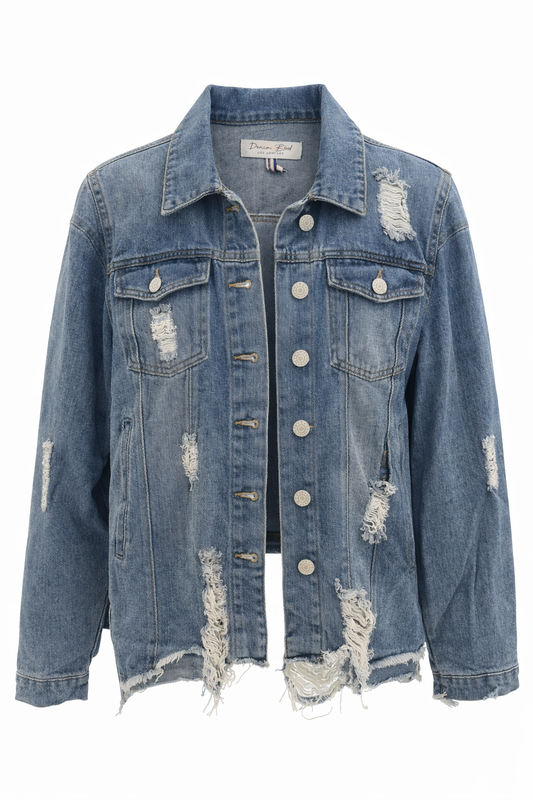 Distressed Pocket Jean Jacket