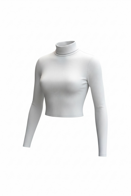 Crop Rib Turtle Neck
