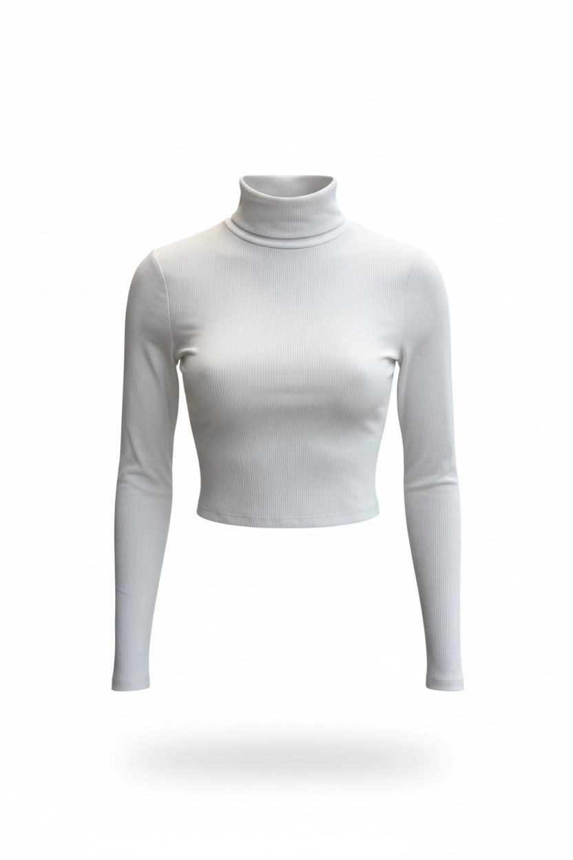Crop Rib Turtle Neck
