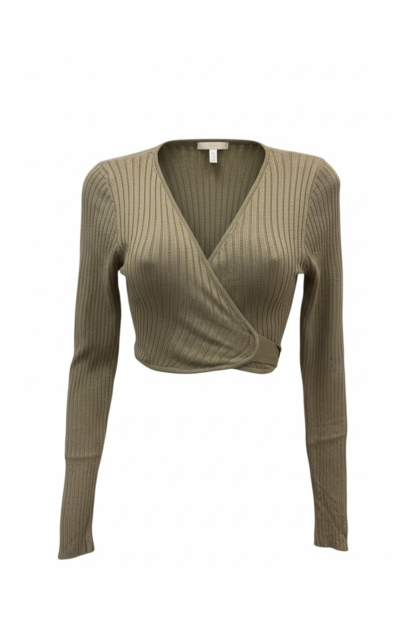 Olive Front Tie Crop