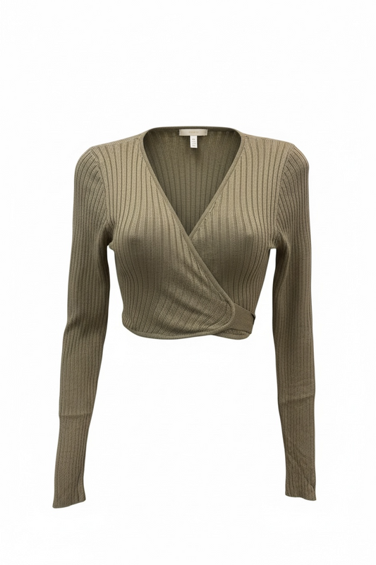 Olive Front Tie Crop