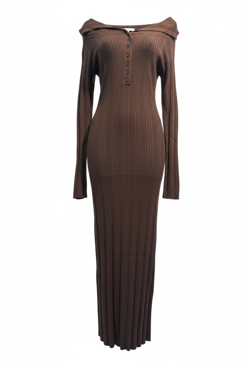 Button Collar Sweater Dress