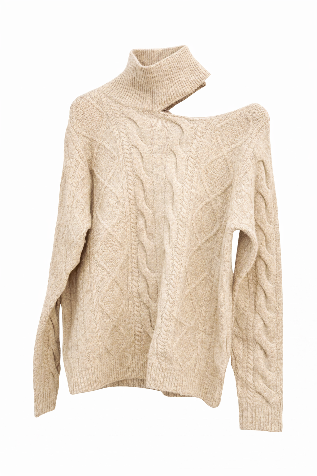 Brown Cable Knit Cut Sweater