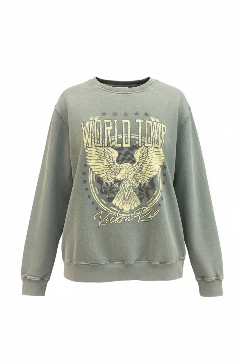 World Tour Rock N Roll Printed Pullover