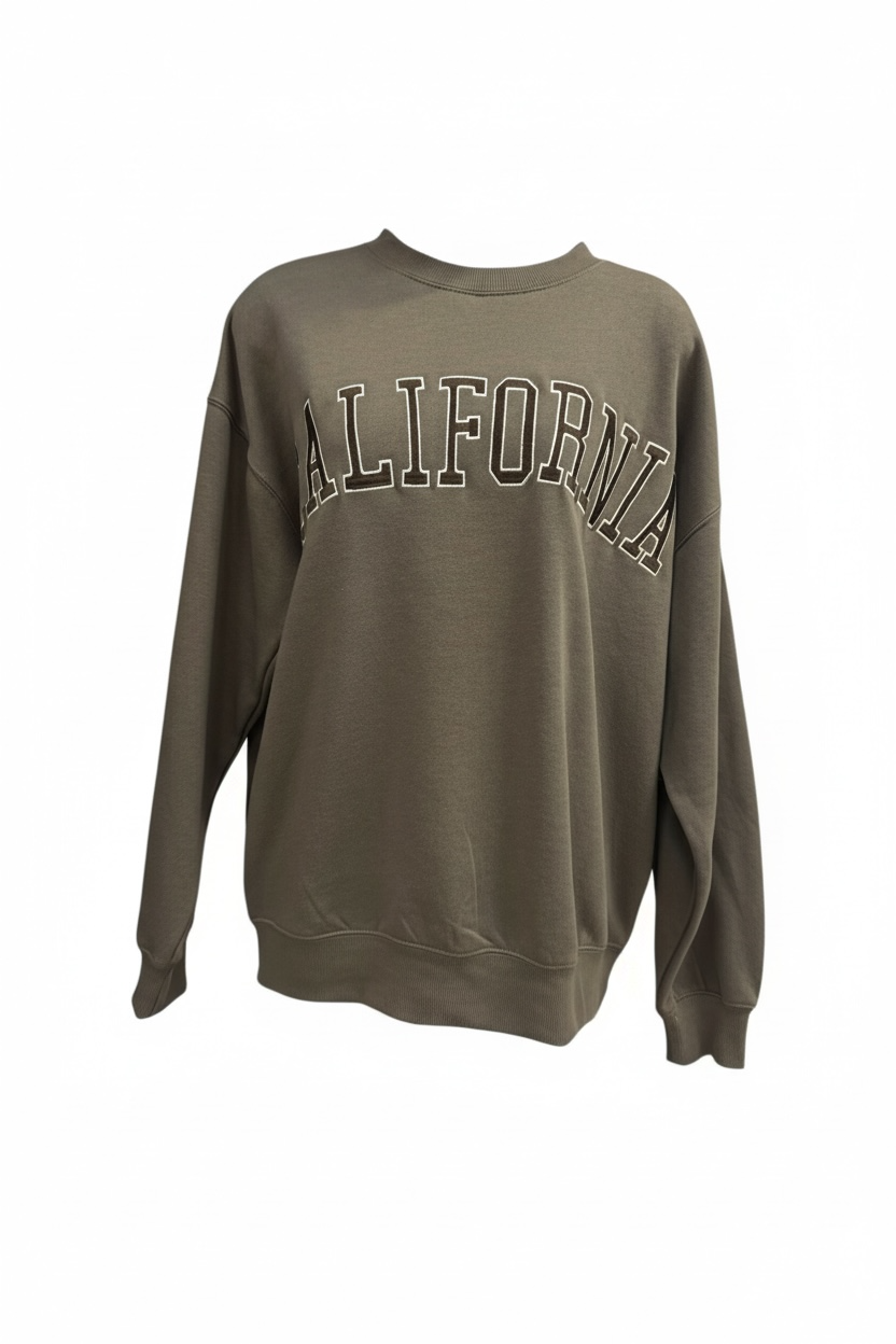 Cali Charcoal Embroidered Crop Pullover