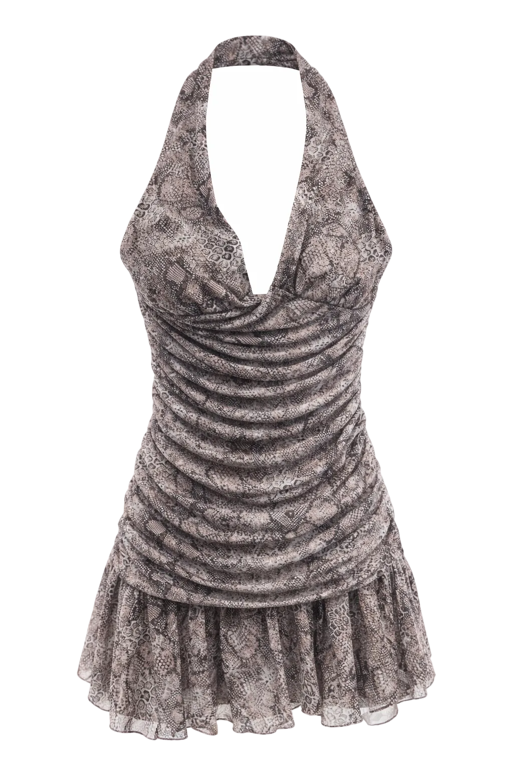 Snake print halter mini dress