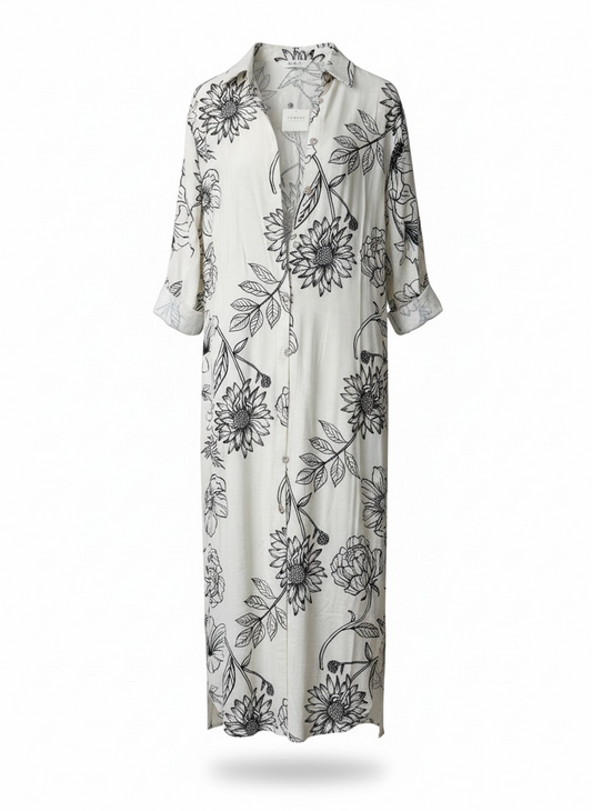 Cream Floral Tunic Maxi Dress