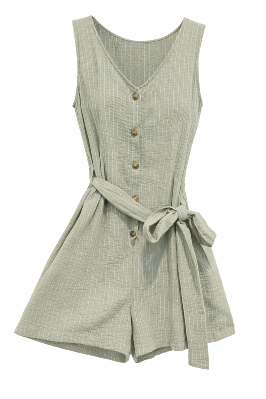Striped Button Romper