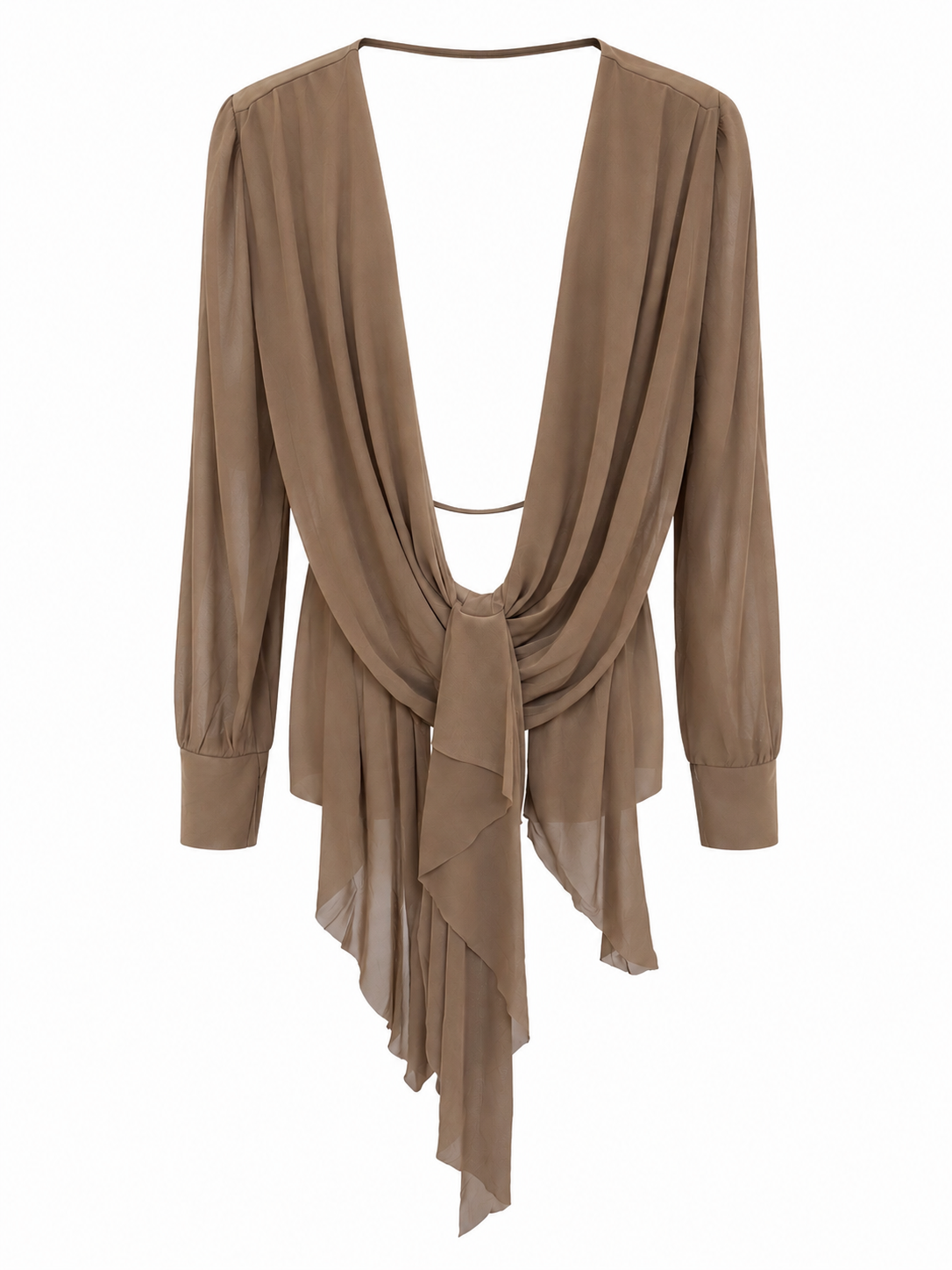 Drape Open Back Long Sleeve Top