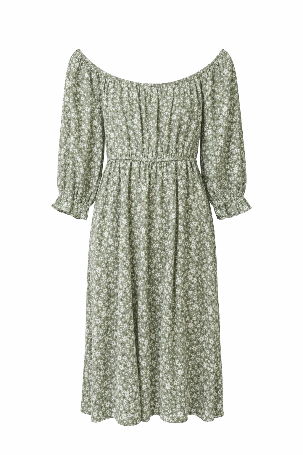 Sage Floral Crepe Dress