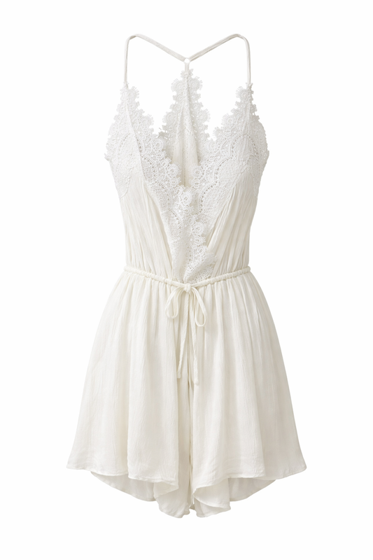 Lace Crepe Romper