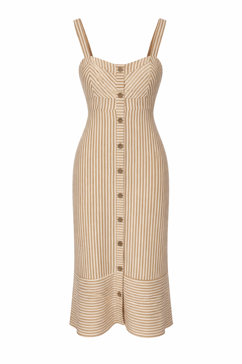 Beige Stripe Button Maxi Dress