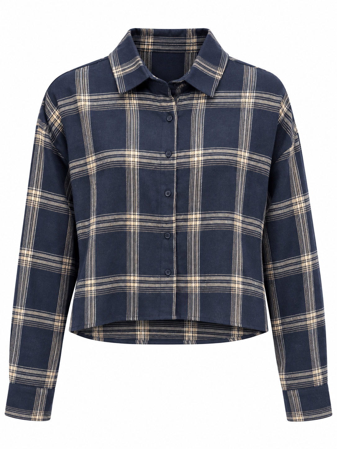 Navy Crop Flannel