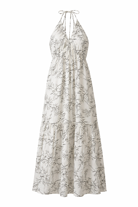 Halter Floral Tie Back Maxi Dress