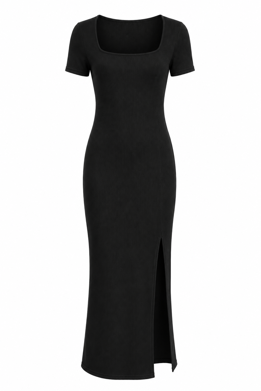 Ribbed Square Neck Maxi Dress