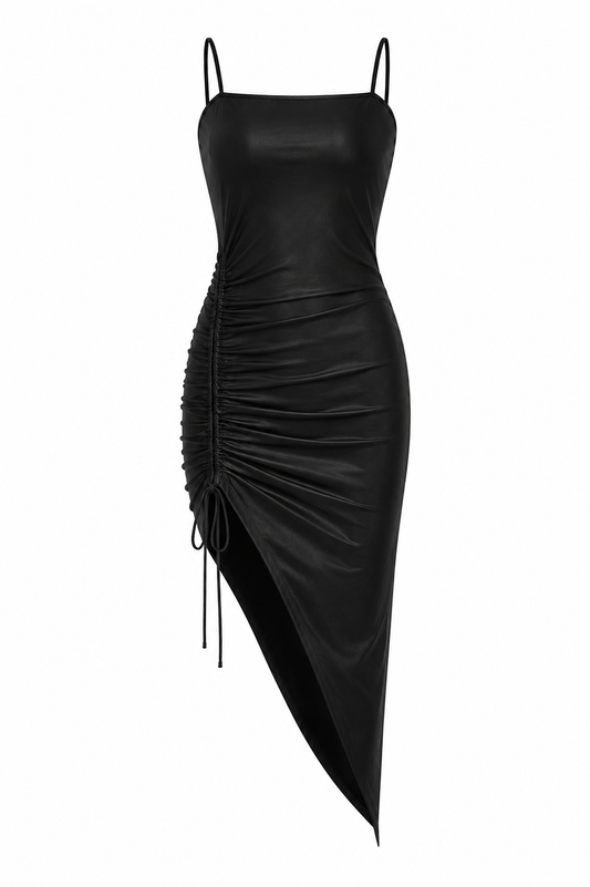 Black Scrunched Midi