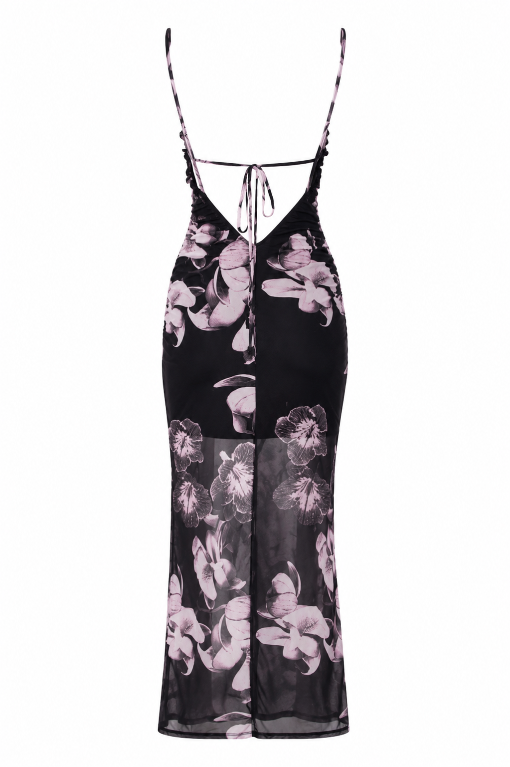 Black Floral Open Back Maxi