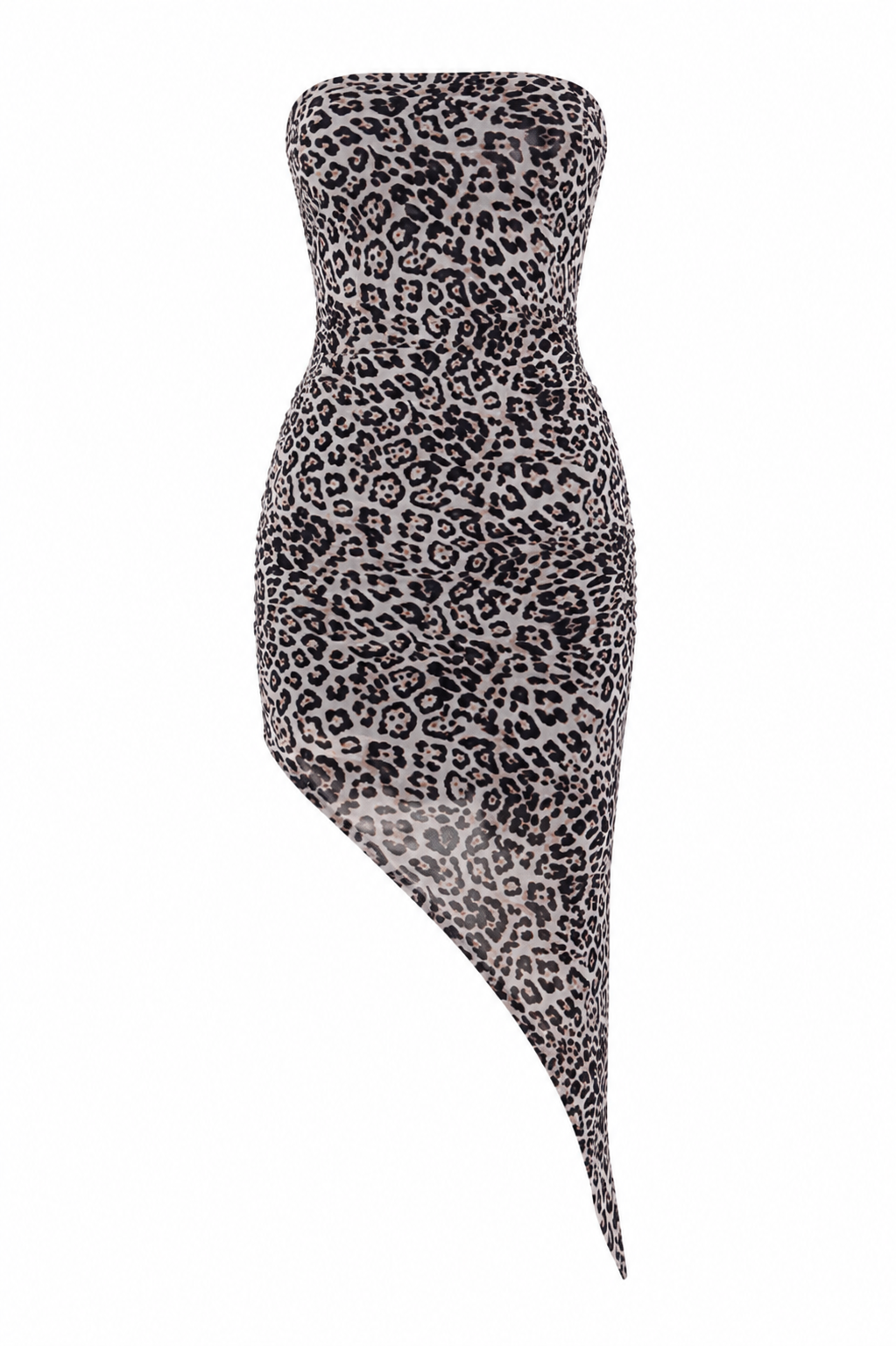 Strapless Leopard Print Midi